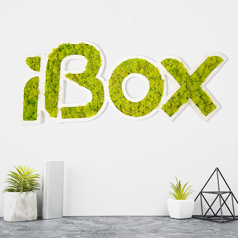 logo vegetal personnalise accroche au mur dans un bureau