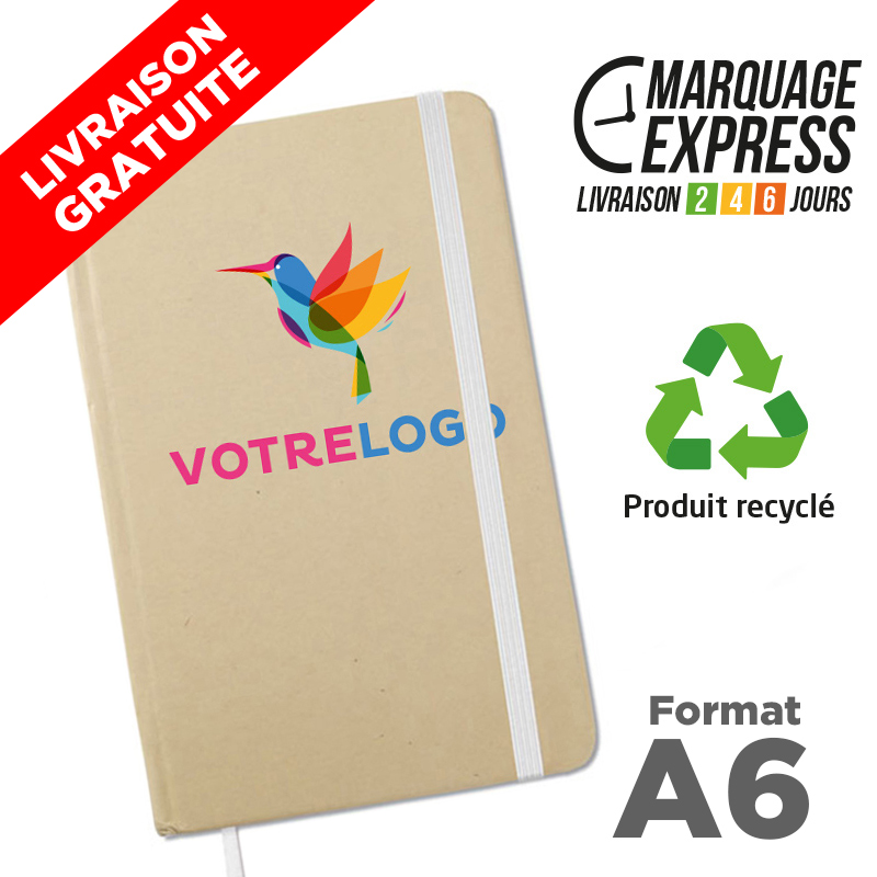 Carnet de notes 60 pages carton et papier recyclé personnalisable