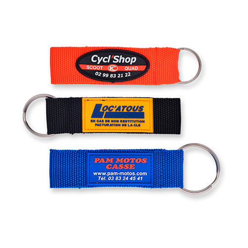 Porte-clés personnalisé STRAP NYLON + PATCH PVC