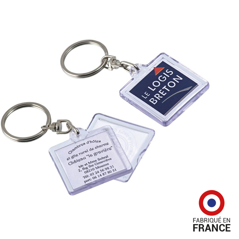 Porte-clés transparent porte-étiquette