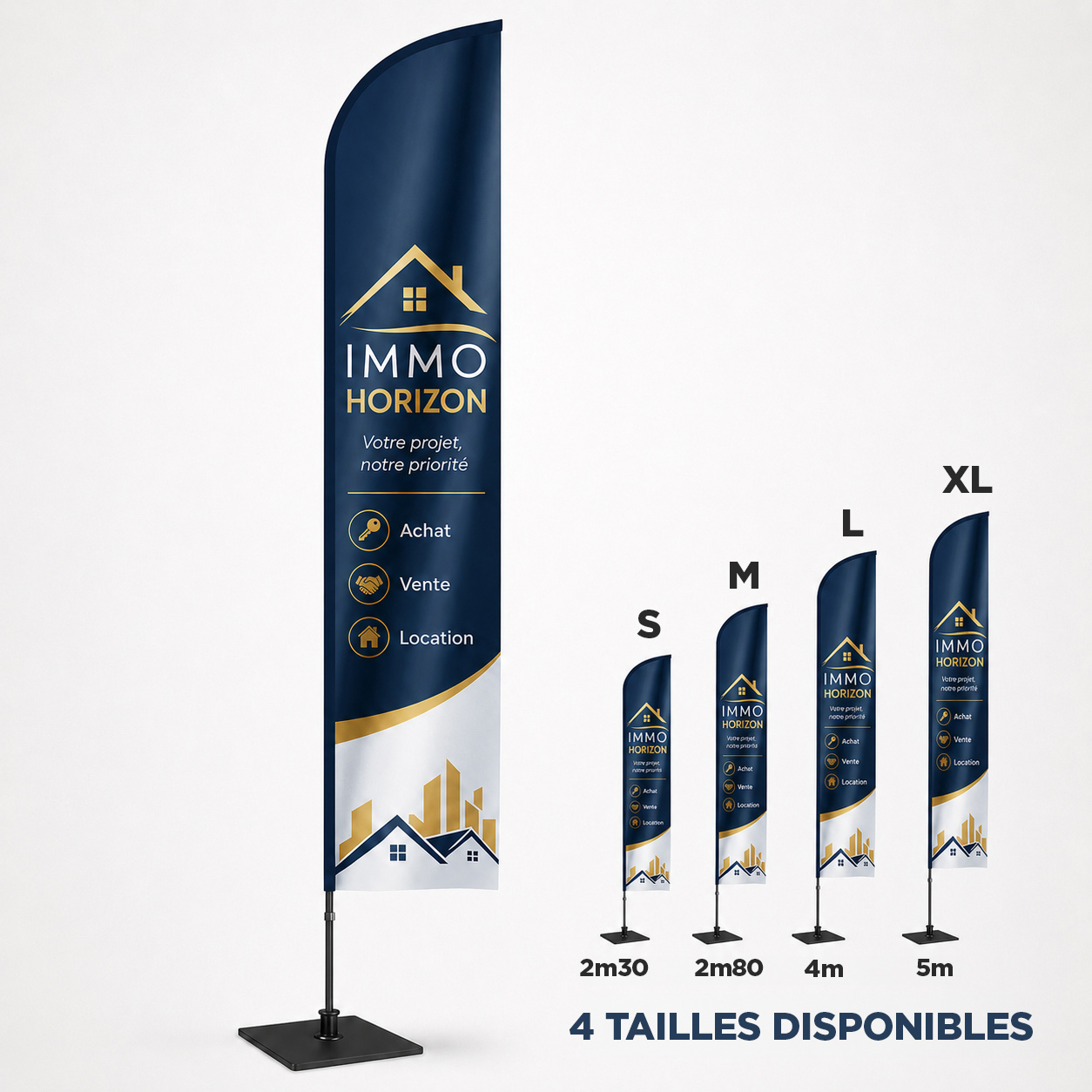 Drapeau publicitaire oriflamme beachflag voile imprimée et cousue à toulon