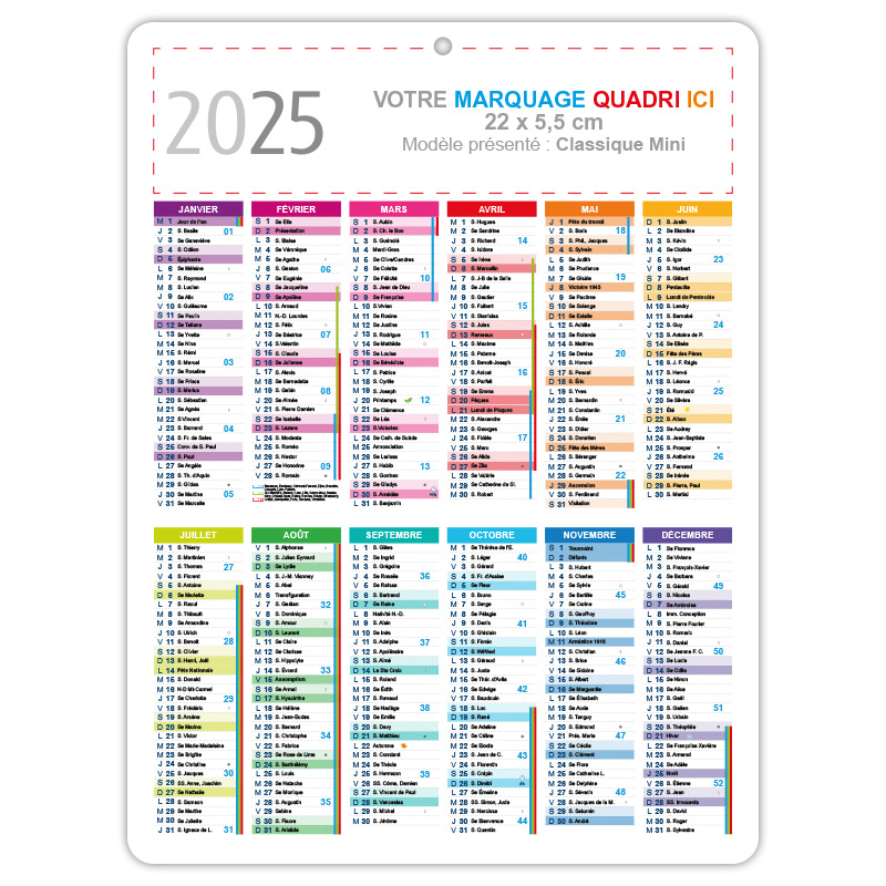 Calendrier 2024 Carton 2mm - Classique Mini - 24x32cm - C15