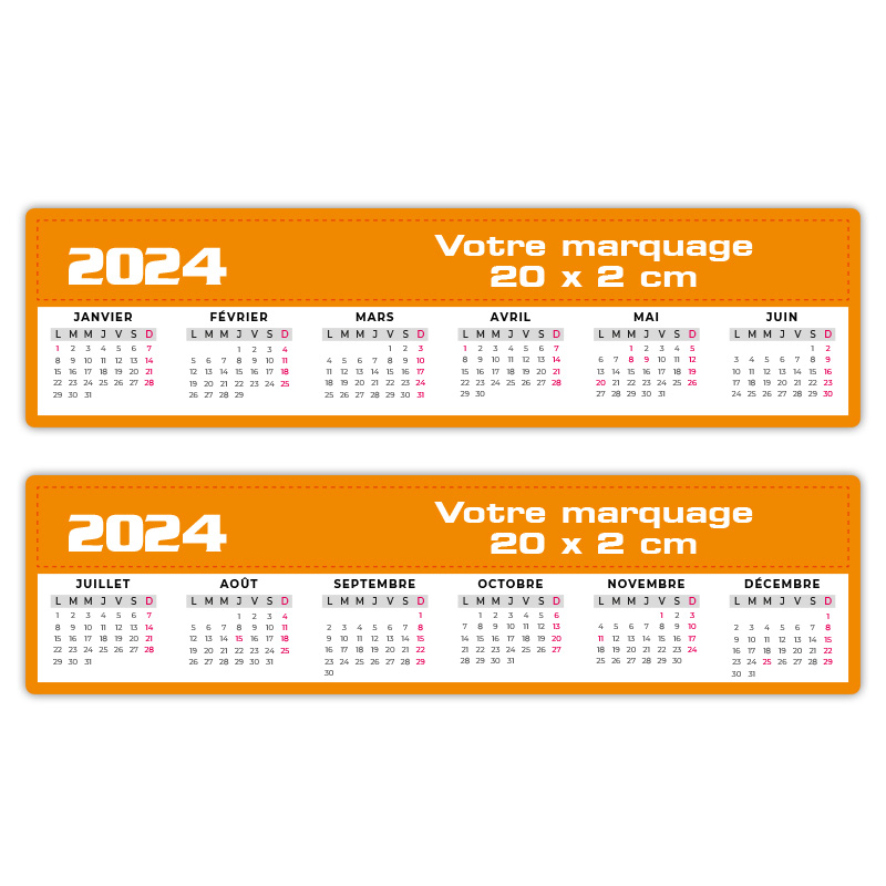 2 calendriers marque pages en pvc personnalisés en couleurs