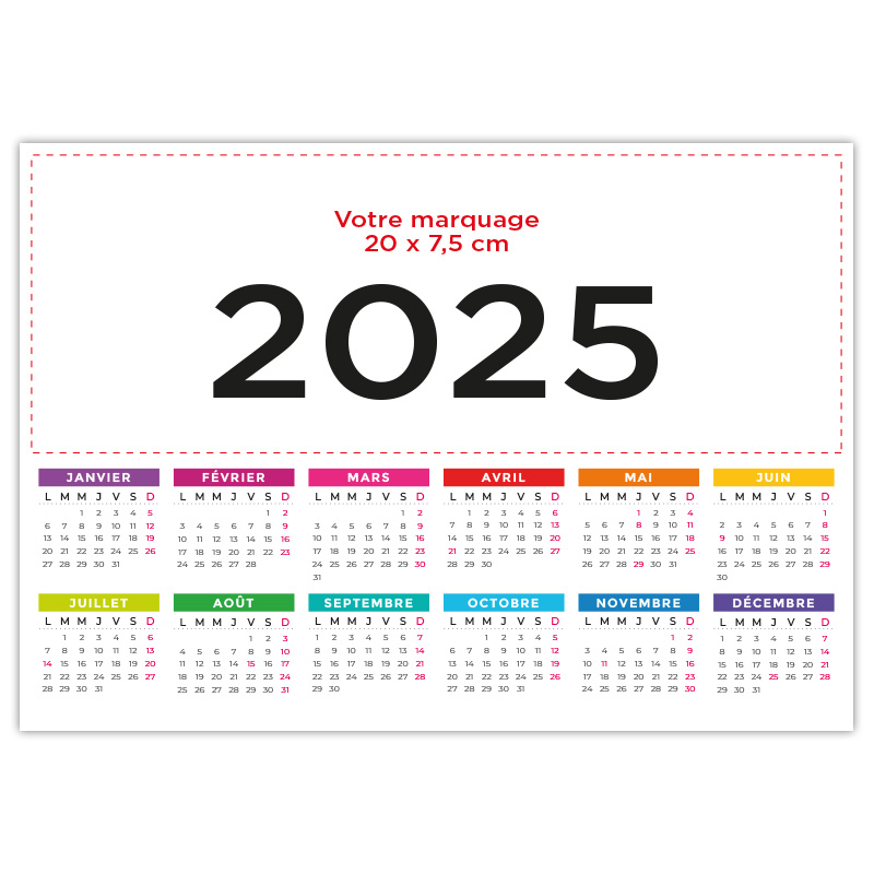 Calendrier magnet personnalisable à votre image. Choisissez un logo, une photo, ou simplement du texte pour faire passer votre message
