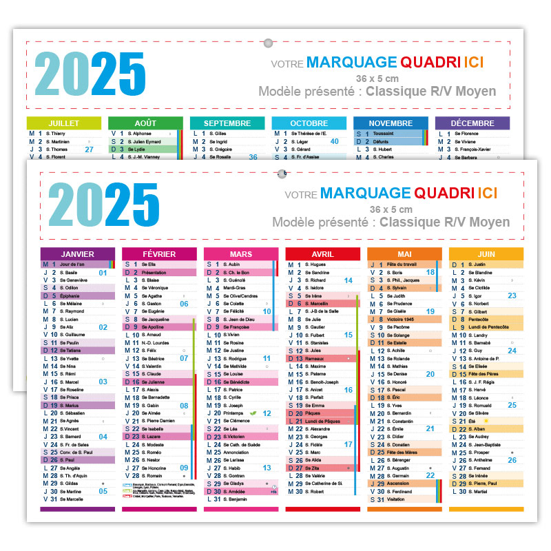 Calendriers cartonnés personnalisés en couleur à votre image