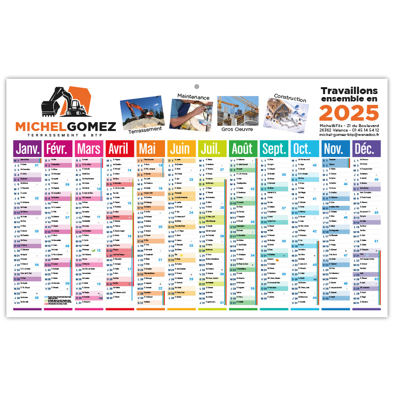 Calendrier 2024 Carton 2mm - Mega - 56x35cm - C14