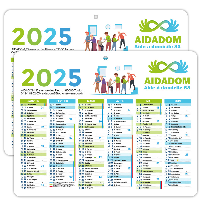 Impression Calendrier publicitaire 2024 carton compact 2mm