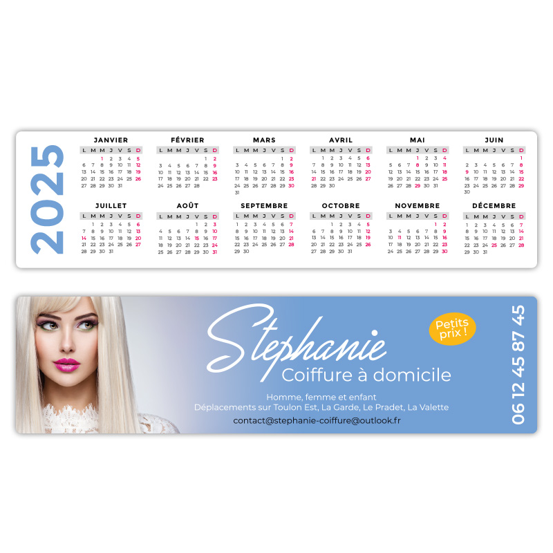 2 calendriers marque pages en pvc personnalisés en couleurs