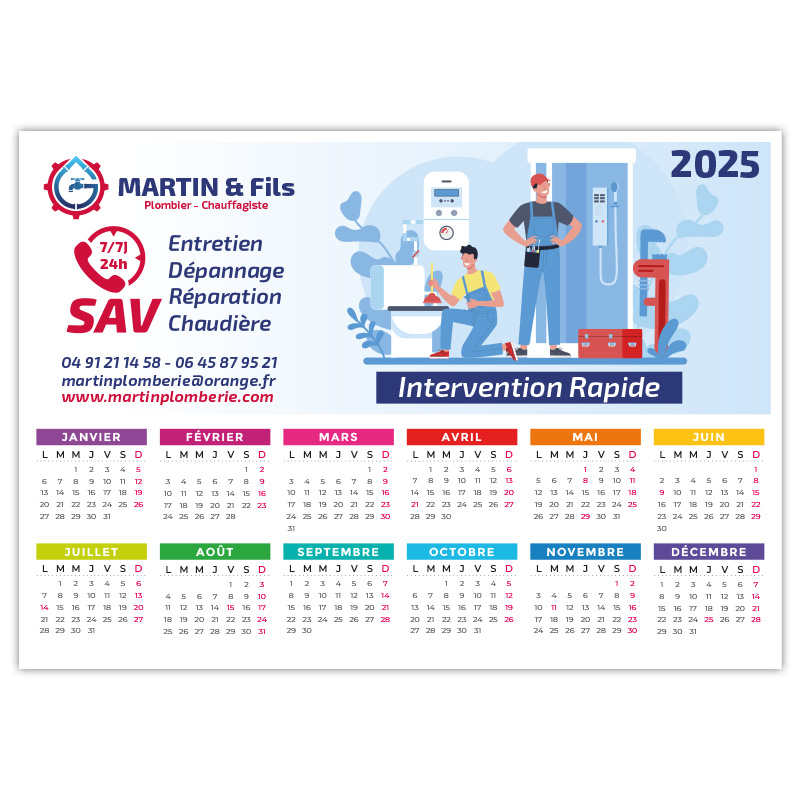 Calendrier magnet personnalisable à votre image. Choisissez un logo, une photo, ou simplement du texte pour faire passer votre message