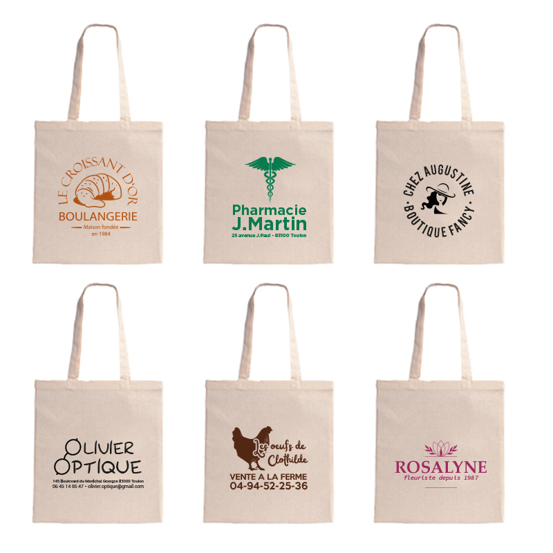 6 totebags personnalisés en sérigraphie 1 couleur