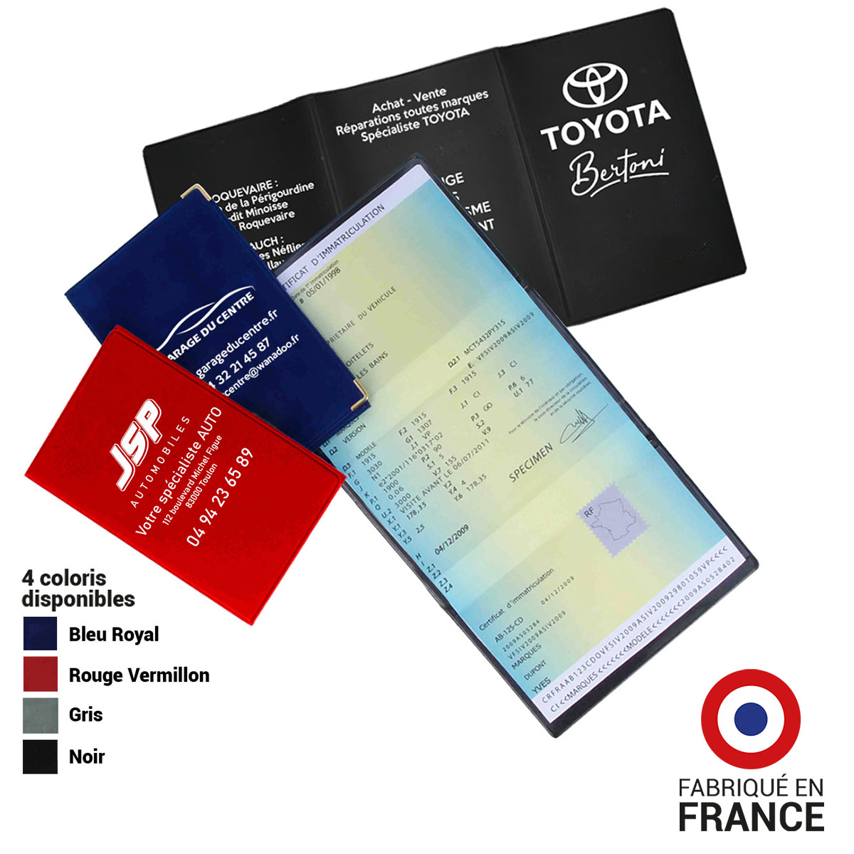 étui porte carte grise 3 volets Velours