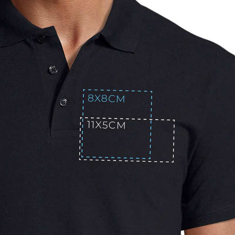 détail de la taille de la broderie du Polo de travail personnalise en broderie