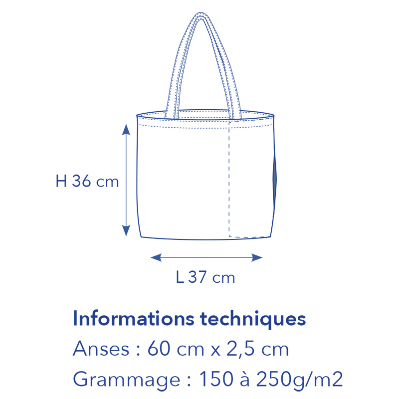 croquis de mesures du sac