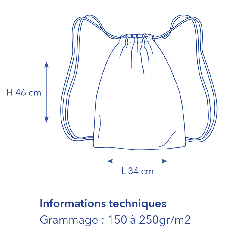 croquis de mesures du sac