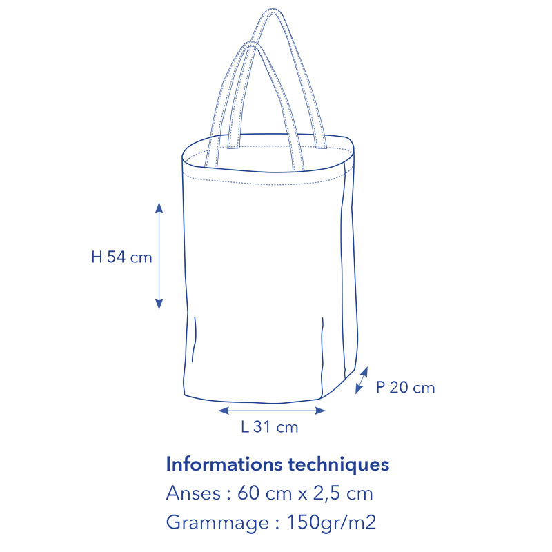 croquis de mesures du sac