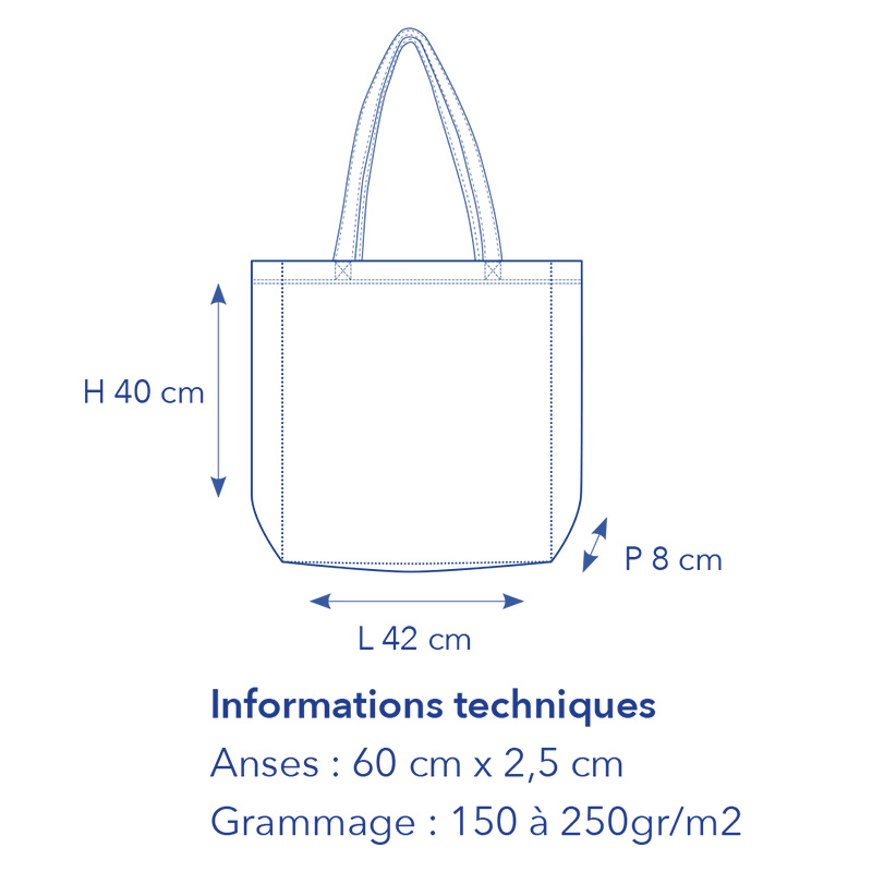 croquis de mesures du sac